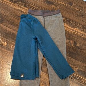 REI Kids' Medium weight winter under gear: Blue Top and Gray Bottoms
